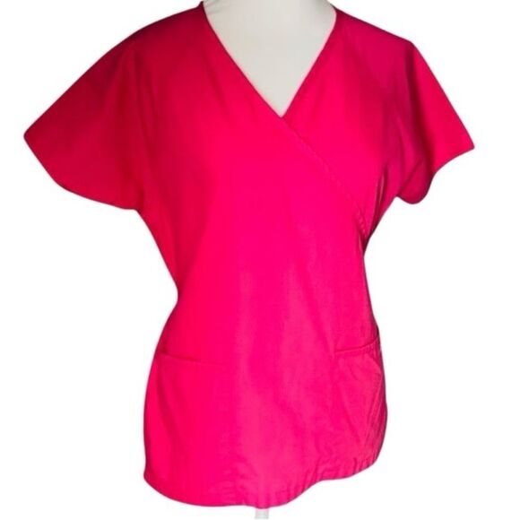 (2) Butter Soft by UA set of (2) scrub tops size Small . Gray & pink - Picture 8 of 12